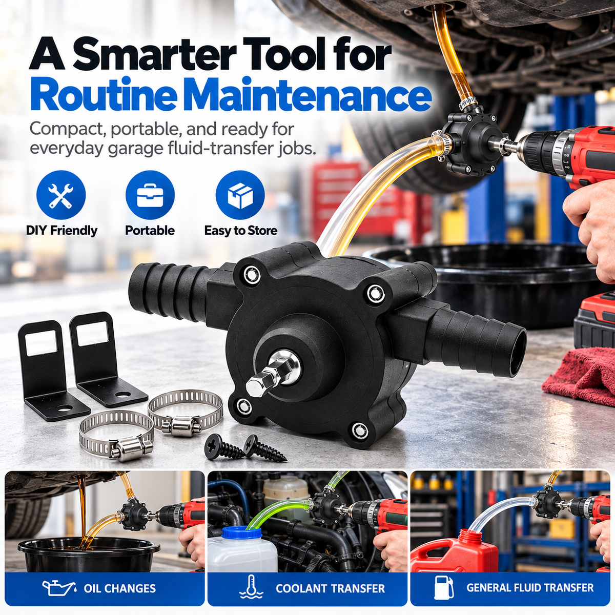 🔧⚡ Drill-Powered Fluid Transfer Pump 🚗💦 – Fast & Easy Oil Changes 🛠️ | Mess-Free Gear Oil & Transmission Fluid Transfer 💪✨