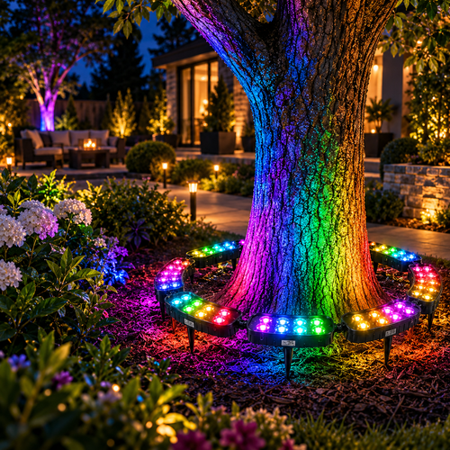 ✨Modular Ring Tree Landscape Lights – 360° Outdoor Uplighting for Trees & Columns