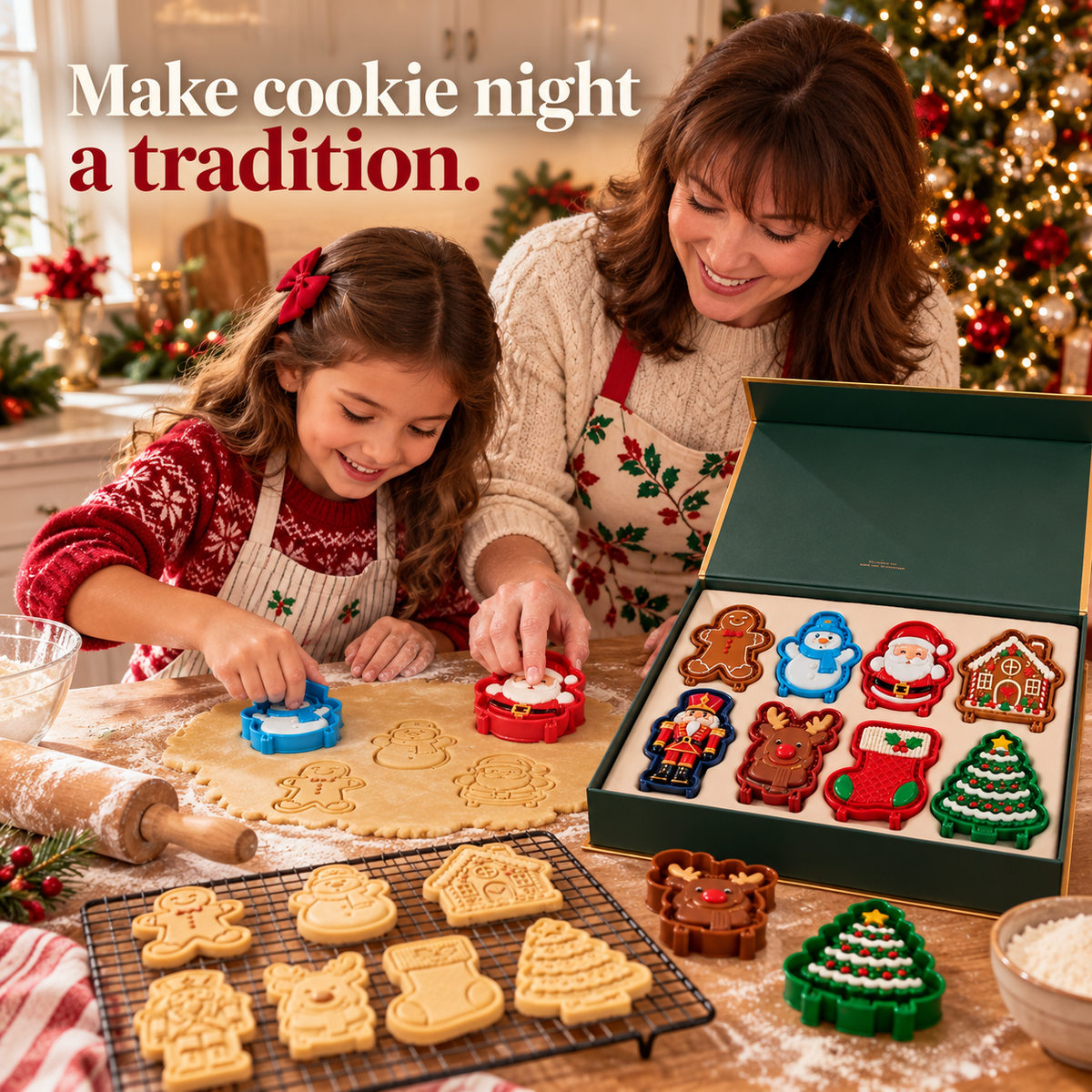 🎄 Christmas Cookie Cutter Set – 8 Festive Shapes for Holiday Baking 🍪✨