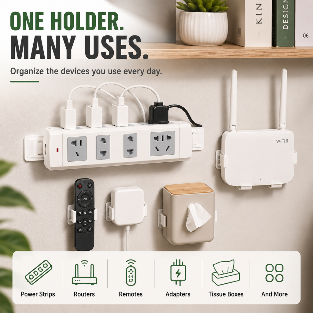 🔌Free Power Strip Holder – Peel, Stick & Organize