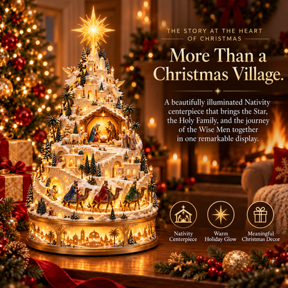 ✝️ Illuminated Nativity Christmas Village – Bethlehem Story Light-Up Holiday Centerpiece