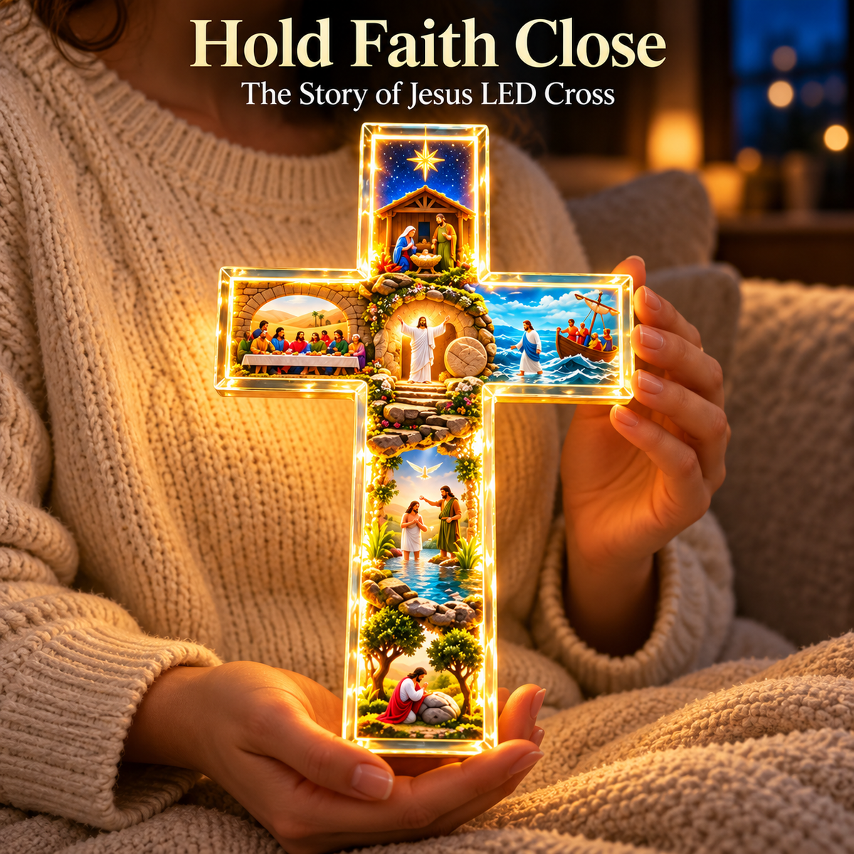 🙏✝️ Jesus Story Cross Lamp – A Gift of Faith, Hope & Love ✨
