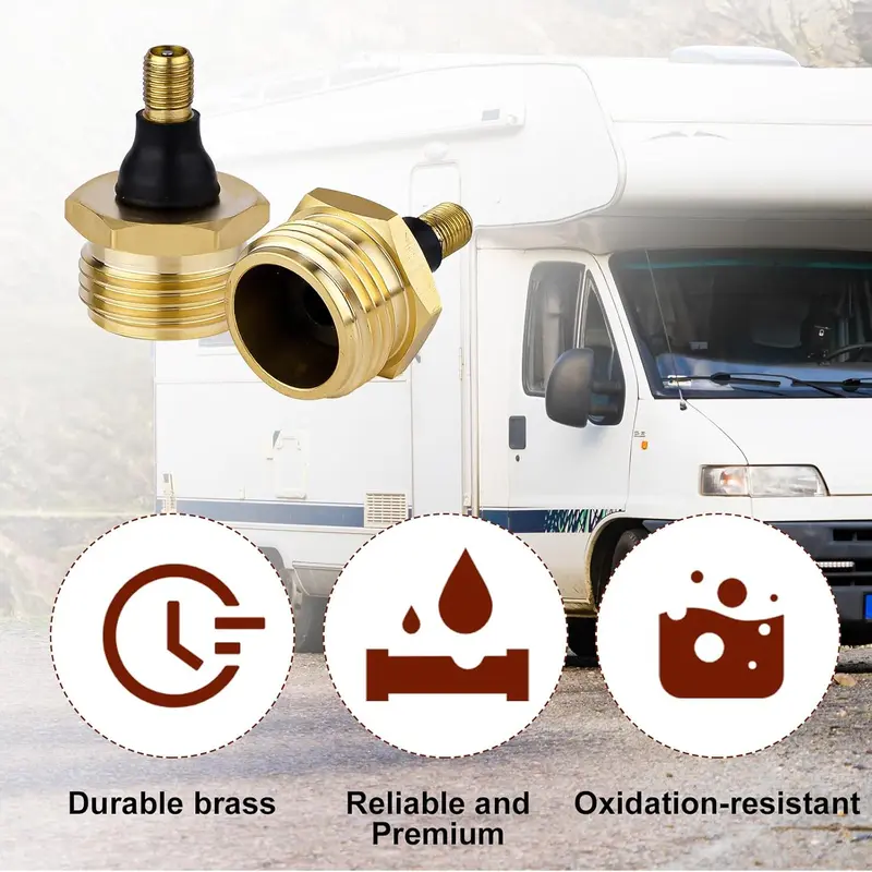 2-PCS RV Water Line Blowout Plug – Brass Air Compressor Winterizing Adapter for RV, Camper, Trailer & Boat Plumbing Systems
