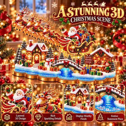 🎄 DIY Light-Up Christmas Diamond Painting ✨ 3D Festive Design