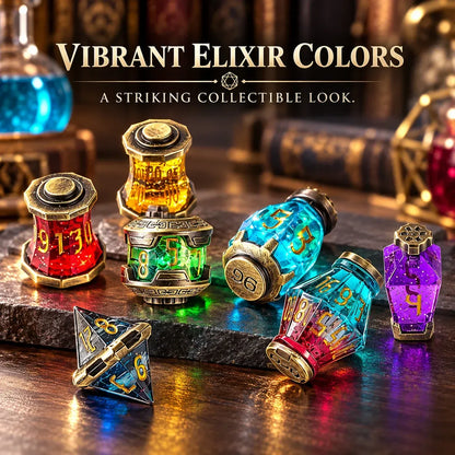 ⚗️ Alchemist DND Dice Set | 7-Piece Metal RPG Dice with Potion-Inspired Design & Collector Chalice 🎲