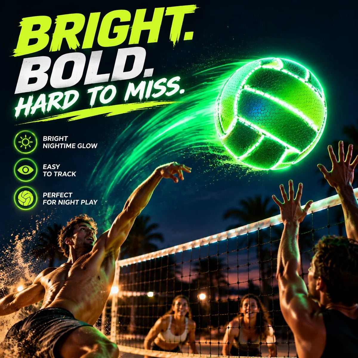 🏐 Reflective Light-Up Volleyball - Glow in the Dark Outdoor Night Sports Ball  ✨