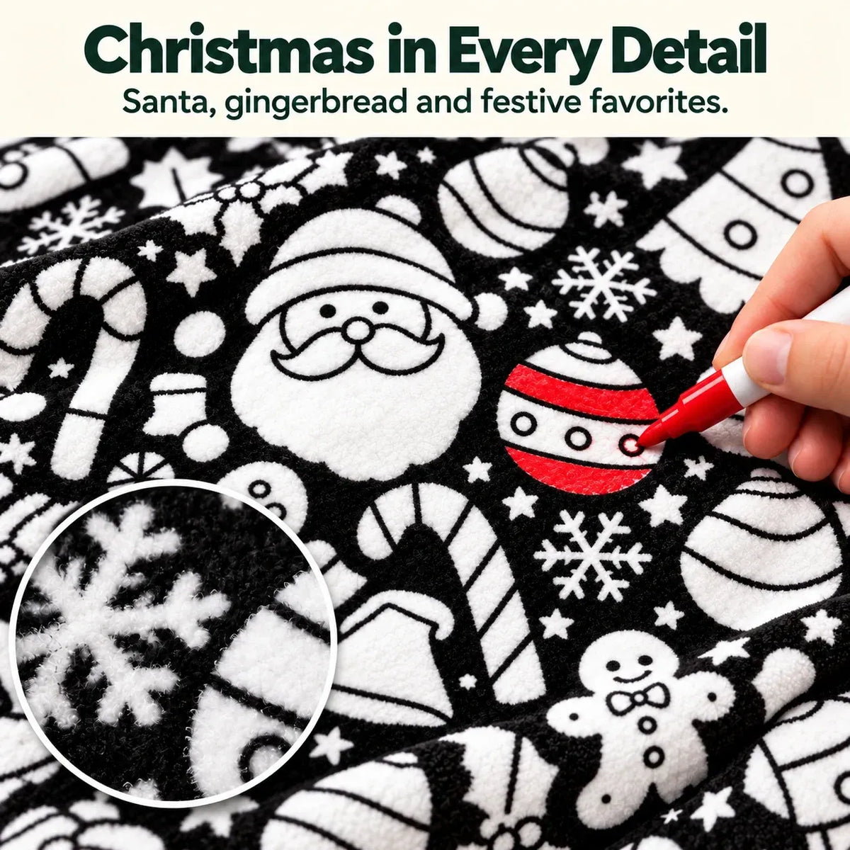 🎄 DIY Christmas Coloring Blanket Kit – Includes 24 Acrylic Markers!