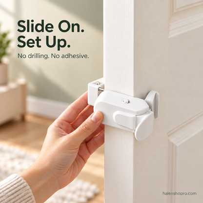 Child Safety Door Top Lock 🔒 – Tool-Free Interior Door Latch with Sliding Release Switch