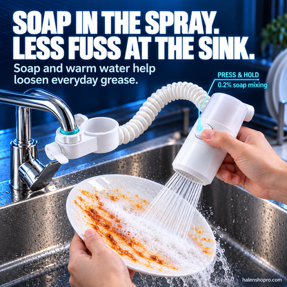 3-in🚿🐾 3-Mode Faucet Sprayer with Automatic Soap Dispenser – Retractable Hose for Pet Washing, Kitchen & Bathroom Cleaning