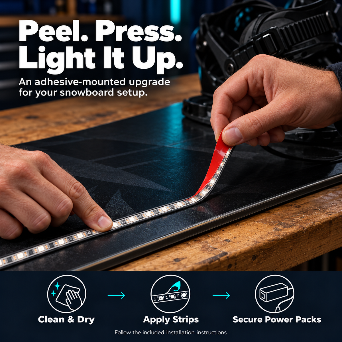 🏂 LED Snowboard Edge Light Kit ✨ 7 Color-Changing Lights – Turn Every Night Ride Into a Light Show