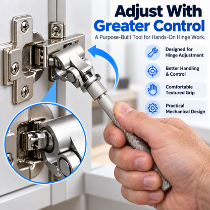 🔧 Adjustable Steel Hinge Wrench – Precision Door Hinge Adjustment Tool with Articulated Head & Anti-Slip Grip