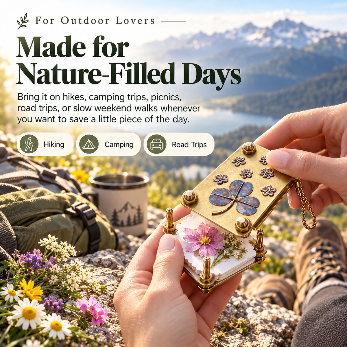 🌸🌿 Mini Portable Flower Press Keychain 🌼✨ Pocket-Sized Wildflower Press Kit 🌻🍀 Preserve Nature Memories 💐🏕️ Perfect Gift for Hikers, Campers & Flower Lovers 🎁💕