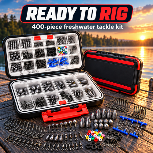 Freshwater Fishing Tackle Kit with Organizer — 265 / 400 Pieces