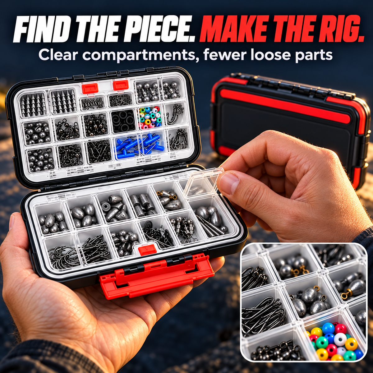 Freshwater Fishing Tackle Kit with Organizer — 265 / 400 Pieces