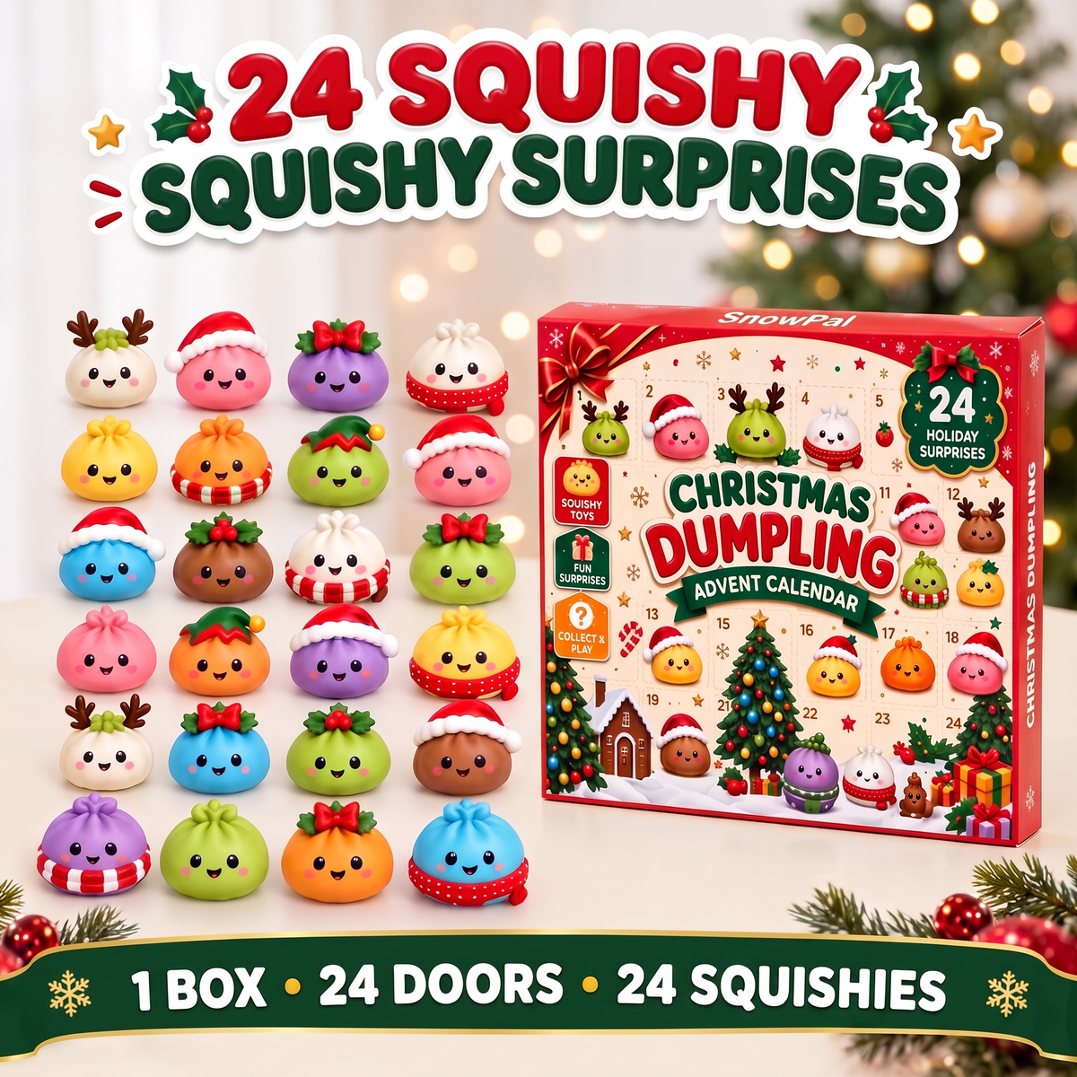🥟Christmas Mystery Dumpling Advent Calendar Blind Box—Stress-Relief Blind Box Toy for Adults🎁