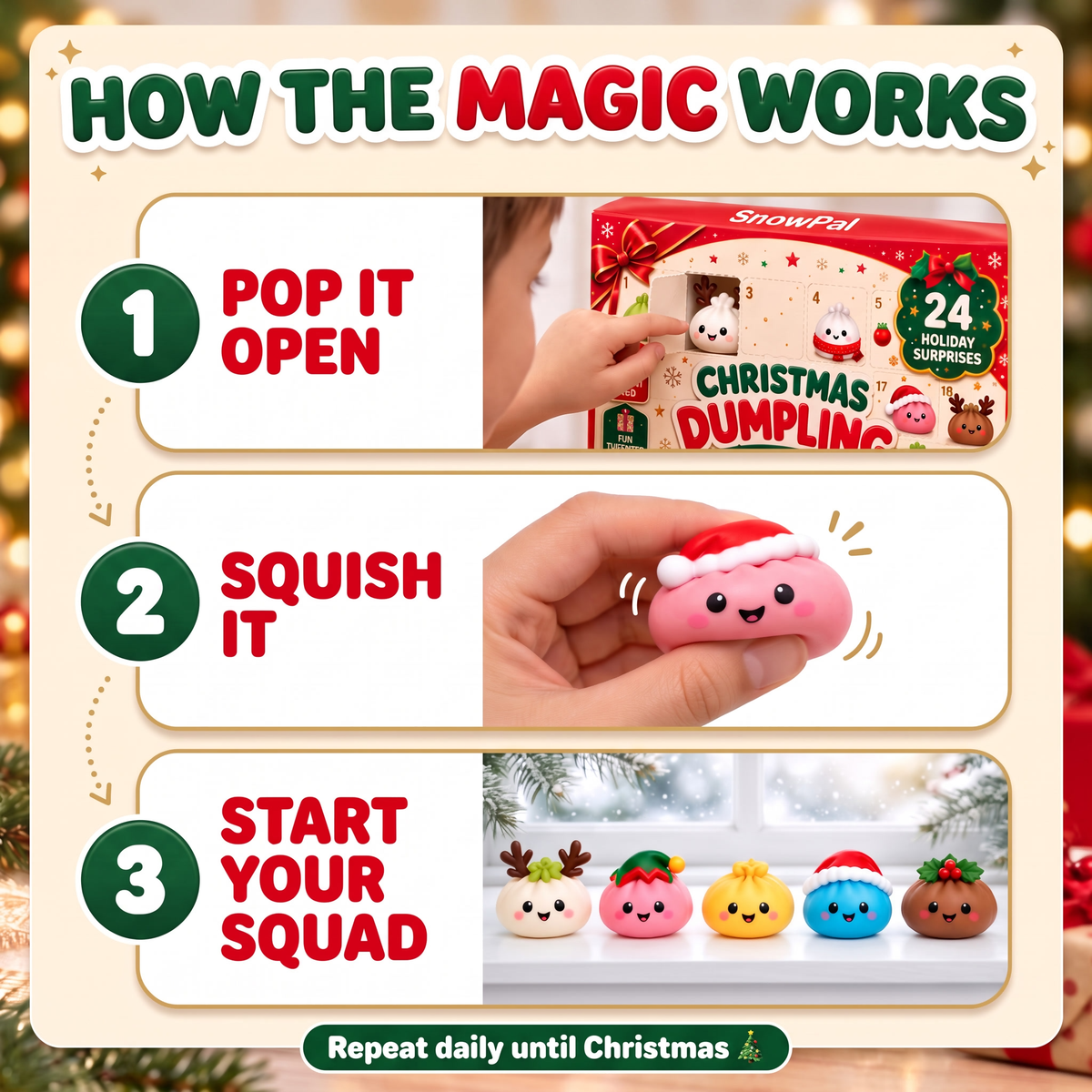 🥟Christmas Mystery Dumpling Advent Calendar Blind Box—Stress-Relief Blind Box Toy for Adults🎁