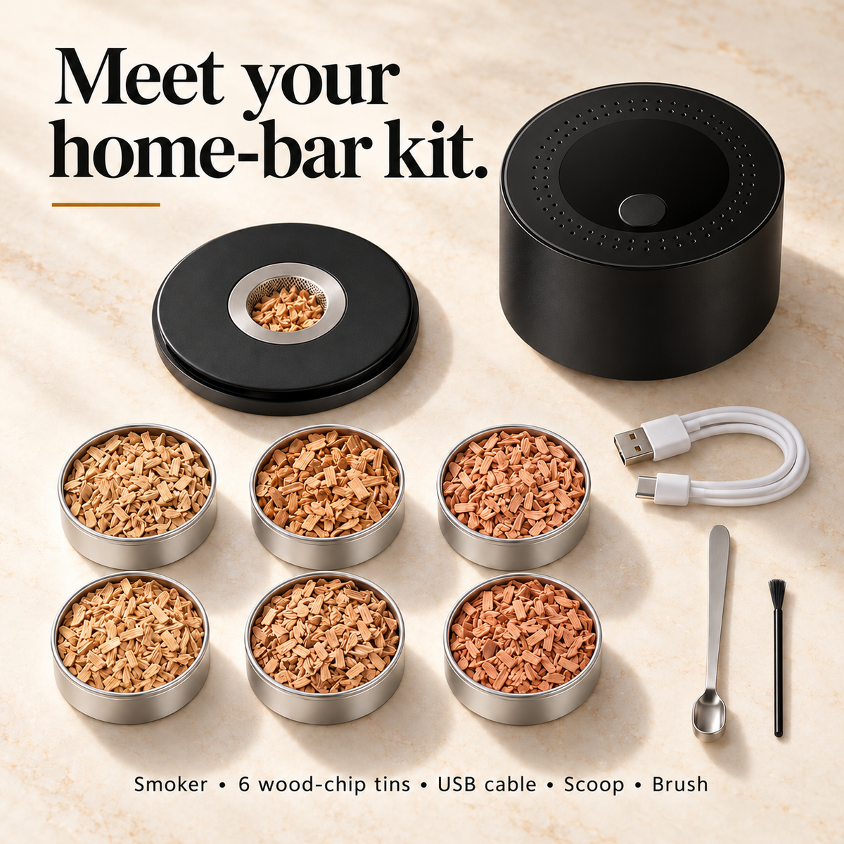 🥃 Electric Whiskey Smoker Kit — Rechargeable, No Butane