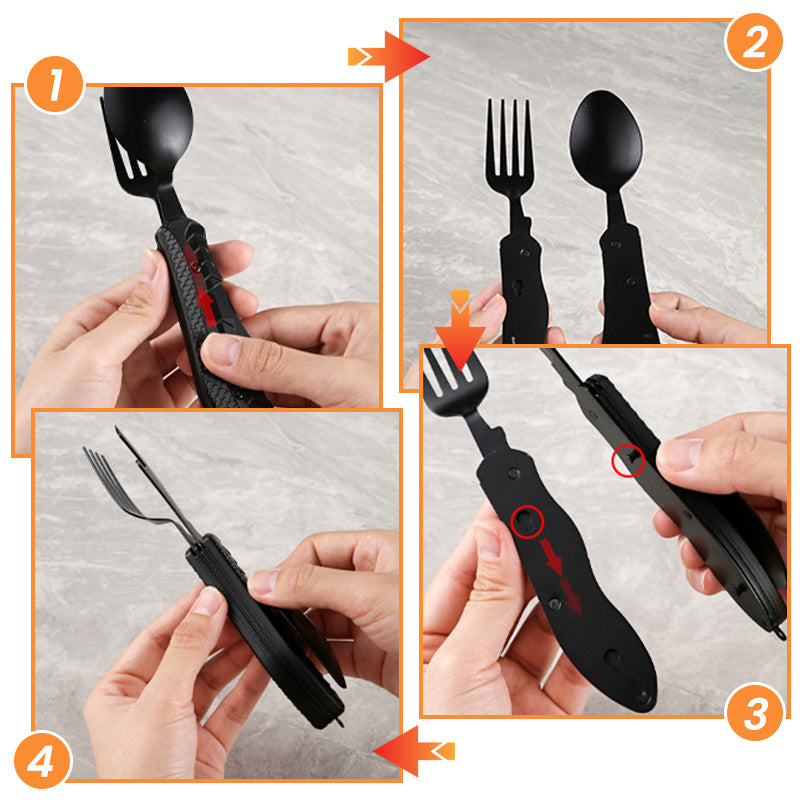 🎉🎉Surprise 50% off！🏕️Must-have for outdoor trips 🍴🥄3-In-1 Outdoor Folding Multifunctional Tableware