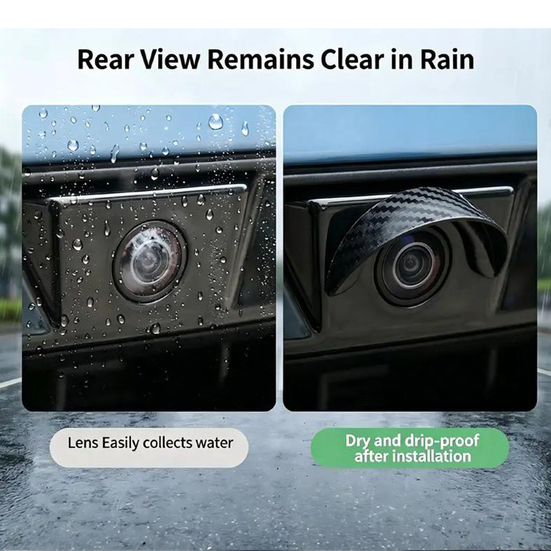 Backup camera lens with and without rain shield