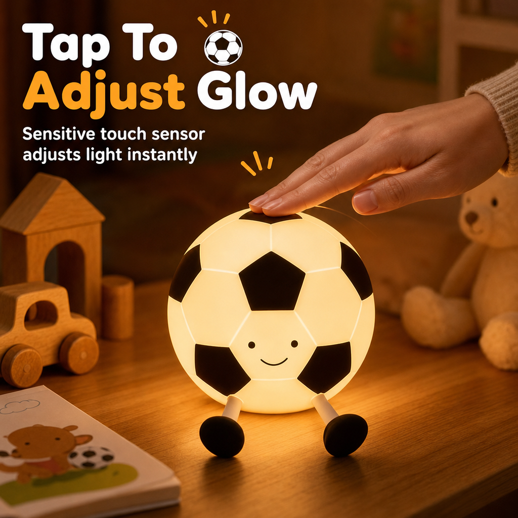 ⚽ Rechargeable Soccer Night Light – Tap-Control Bedside Glow