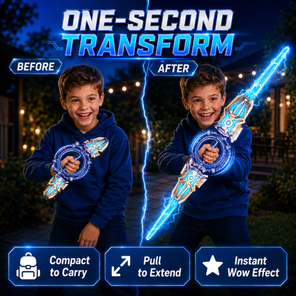 360° Spinning Double-Blade LED Sword | Rechargeable Light-Up Toy