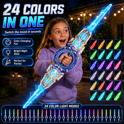 360° Spinning Double-Blade LED Sword | Rechargeable Light-Up Toy