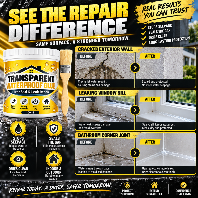 Transparent Waterproof Glue with Brush for Leak Repair🍀