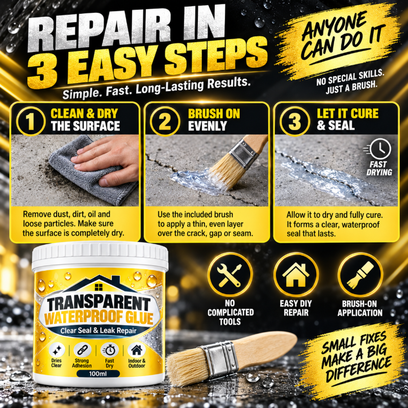 Transparent Waterproof Glue with Brush for Leak Repair🍀