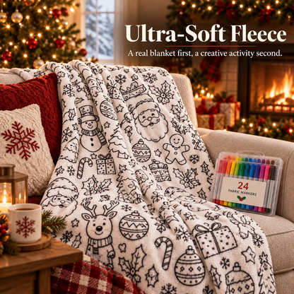 ⏳Christmas Specials⏰Creative Cozy Colouring Blanket Kit – Colour, Wash & Create Again 🧸